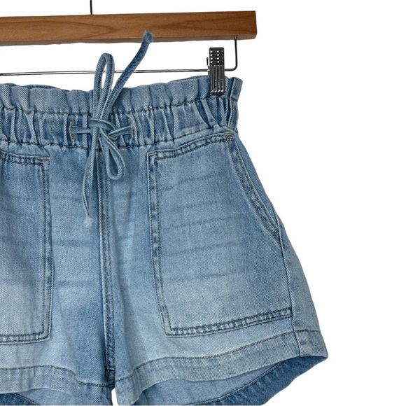 KanCan Womens Paperbag Denim High Rise Shorts Sz Small Drawstring Blue Pockets - Picture 3 of 6